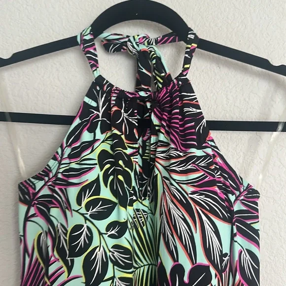 NWT Tommy Bahama high neck halter dress lively leaves M - Picture 3 of 9